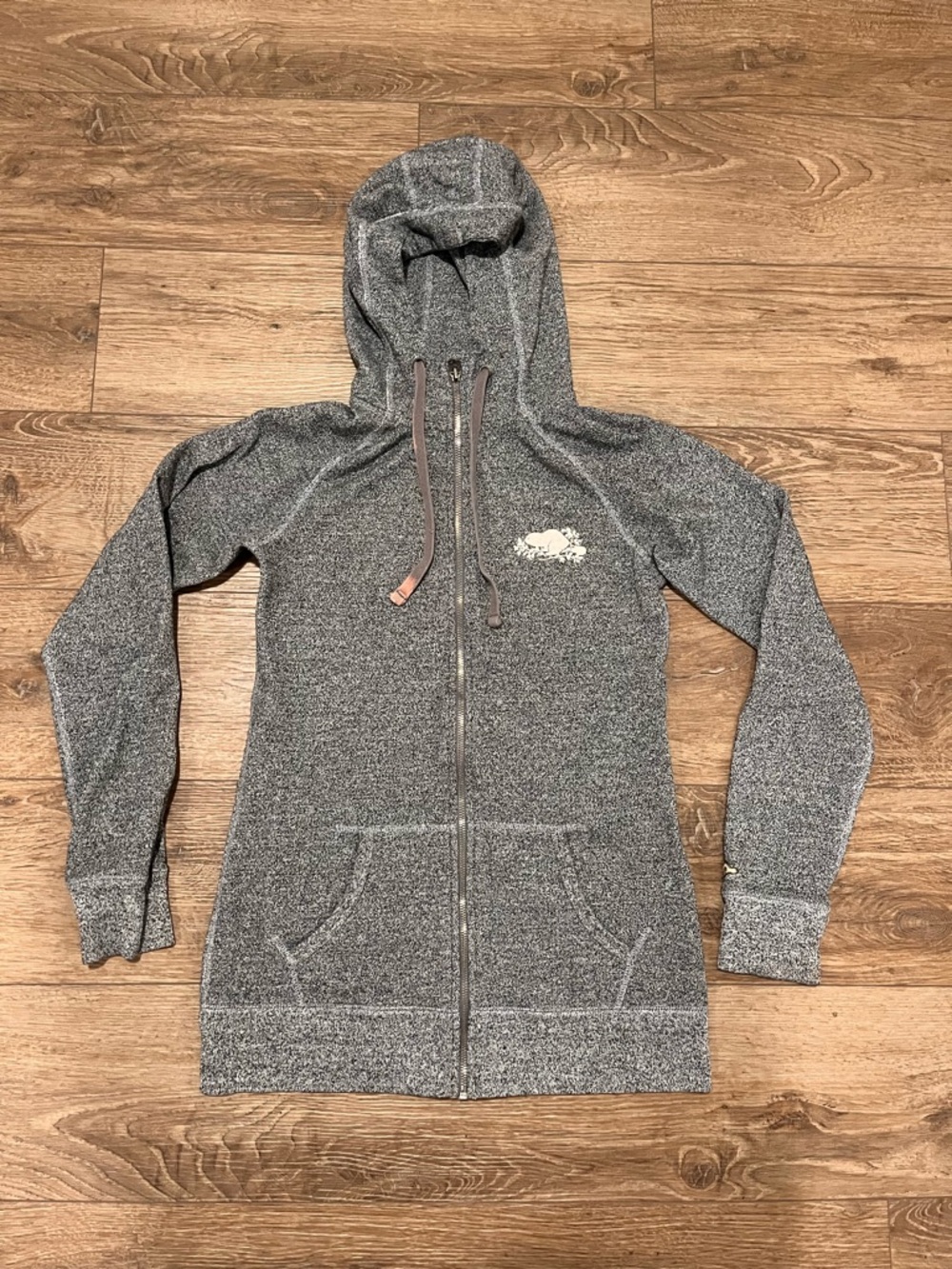 Roots Full Zip Hoodie Womens Size Small Heathered Gray
